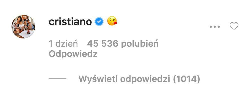 Cristiano Ronaldo komentuje pierwsze nagranie syna na Instagramie