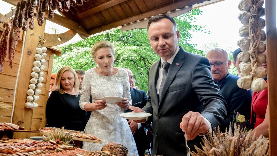 Prezydent Andrzej Duda z małżonką podczas uroczystej Gali AgroLigi 2017 (zdj. arch.)