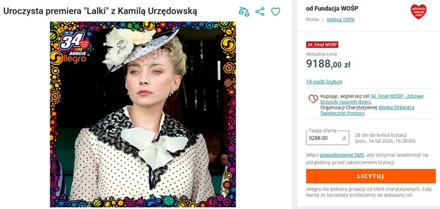 Aukcja Kamili Urzędowskiej 