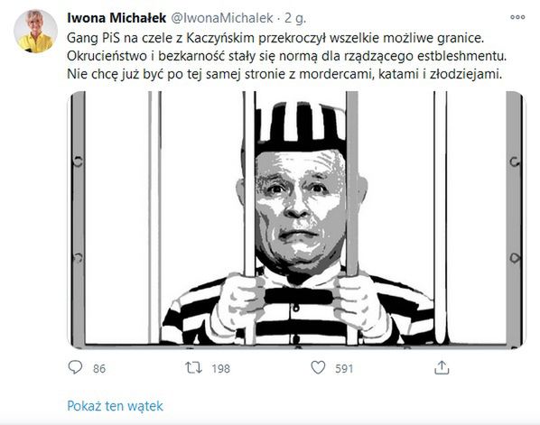 Posty publikowane przez hakerów na profilu Iwony Michałek