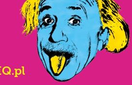 Pop-artowy Einstein reklamuje karty IQ w Deutsche Banku