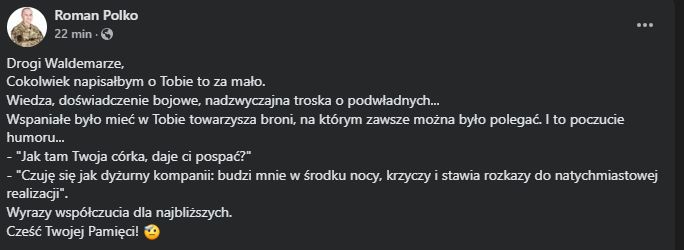Gen. Polko składa kondolencje rodzinie zmarłego gen. Skrzypczaka