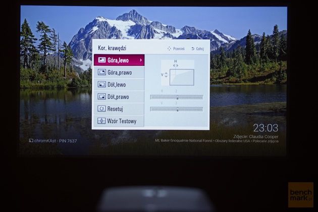 LG PF1500G test korekta krawędzi w menu
