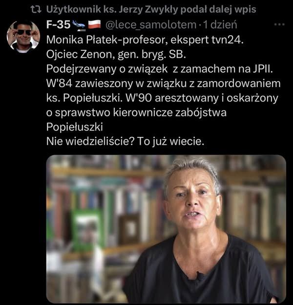 Screen tego wpisu otrzymała mailowo prof. Monika Płatek