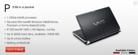 Netbook Sony Vaio z serii "P" - zmieści się do kieszeni?