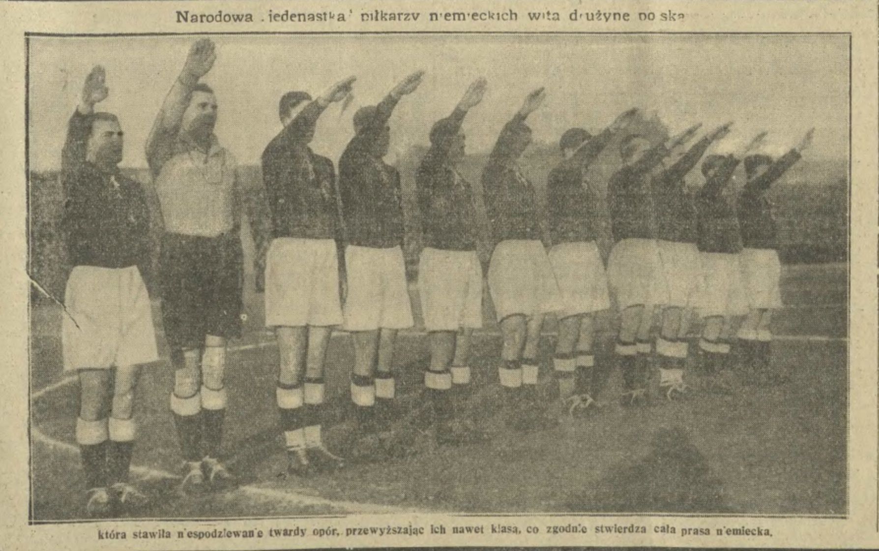Drużyna niemiecka w meczu z Polakami w 1933 roku