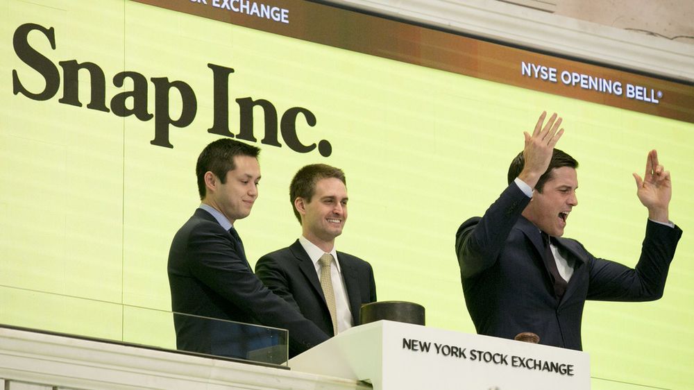Właściciele Snap Inc. podczas debiutu spółki na giełdzie w USA.