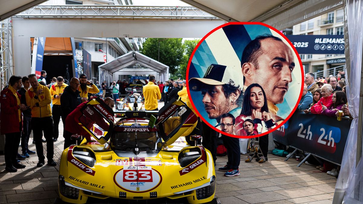 Materiały prasowe / Javier Jimenez / DPPI / WEC / Na zdjęciu: Robert Kubica i plakat zapowiadający 24h Le Mans w kółku