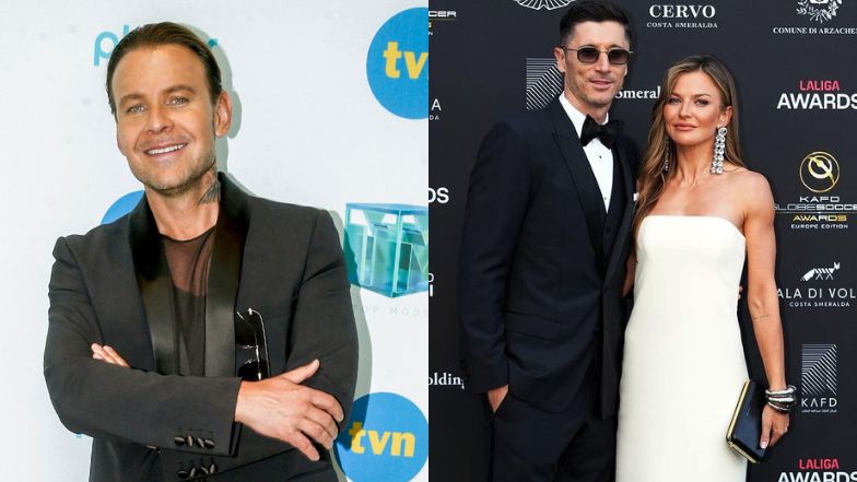 Dawid Woliński pochyla się nad stylizacją Anny Lewandowskiej 