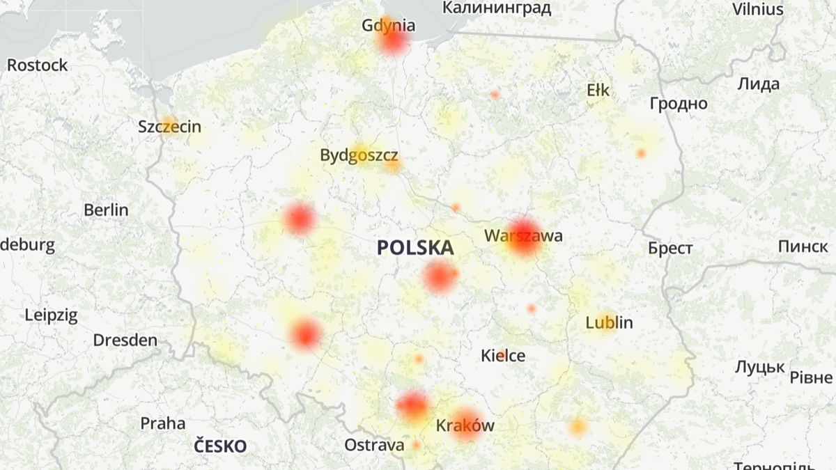 Awaria PKO, źródło: downdetector