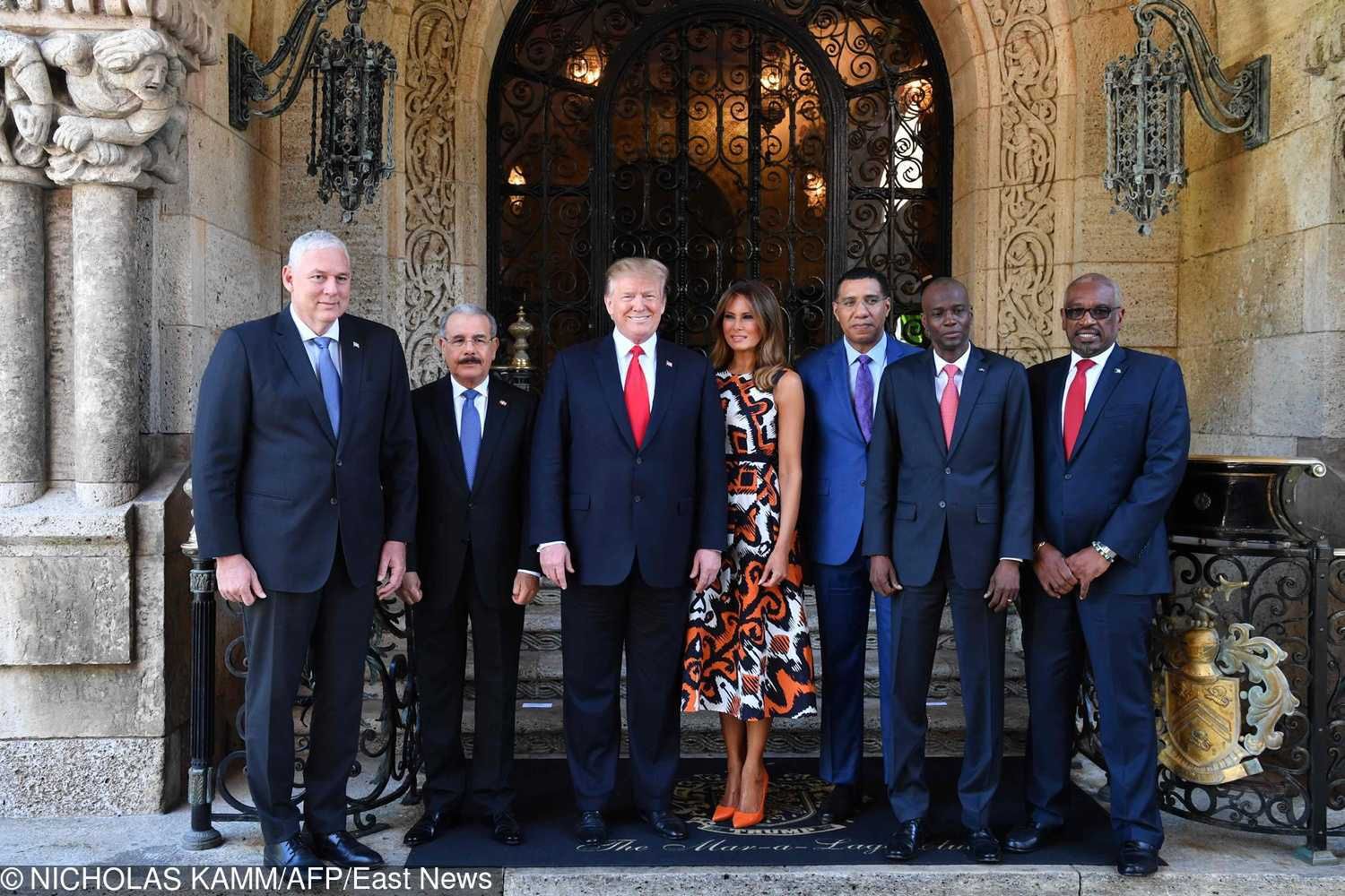 Melania Trump i Donald Trump na spotkaniu z karaibskimi politykami
