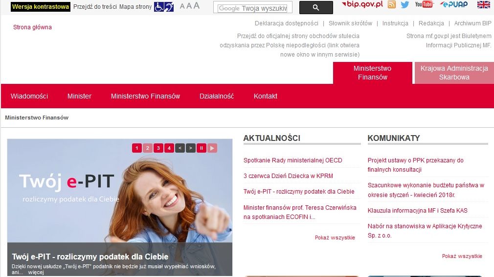 MF oceniają, że fałszywa strona może służyć wyłudzaniu danych