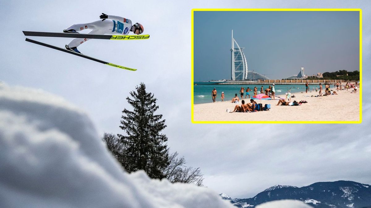 Getty Images / Na głównym zdjęciu: konkurs w Bischofshofen (Tom Weller/VOIGT), w ramce: Dubaj (Jakub Porzycki/NurPhoto)