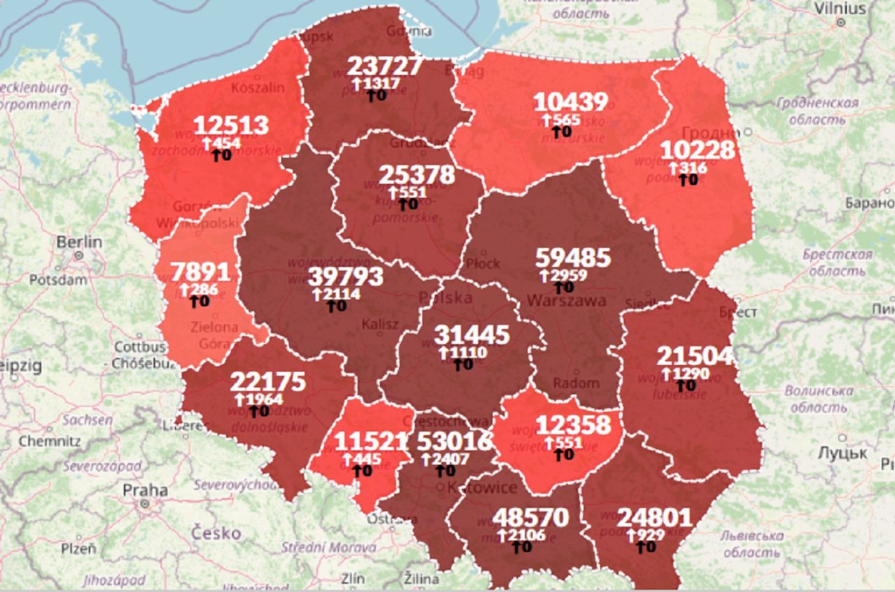 Koronawirus w Polsce. Liczba przypadków przekroczyła 400 tysięcy [Mapa zakażeń]