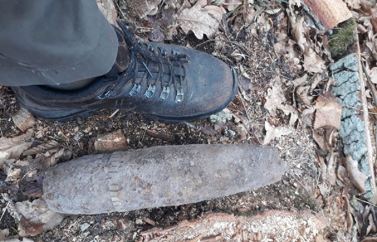 Niewybuch w lesie pod Warszawą. Ktoś ukrył go w stosie drewna - Niebezpieczne odkrycie pod Warszawą. Znaleziono niewybuch z czasów II wojny światowej