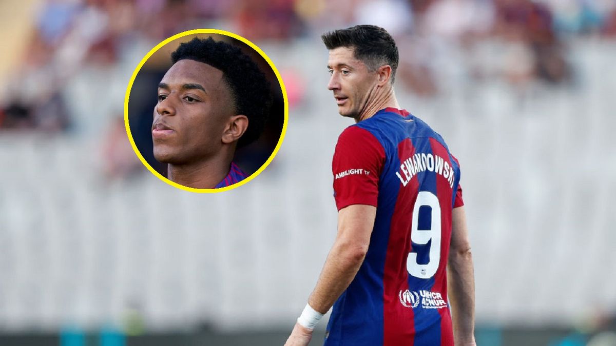 Getty Images / David S.Bustamante/Soccrates / Na zdjęciu: Robert Lewandowski i Alejandro Balde (w kółeczku)