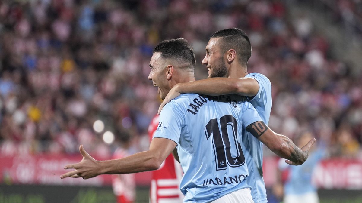 PAP/EPA / David Borrat  / Iago Aspas cieszy się z gola