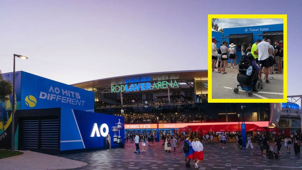 Getty Images / Chris Putnam/Future Publishing / Na zdjęciu: Rod Laver Arena, w ramce kasa biletowa na Australian Open