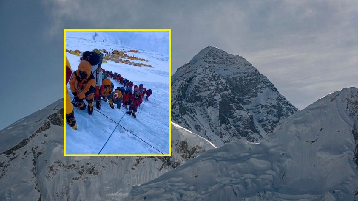 Mount Everest i kolejka na szczyt (twitter/rupalexpedition)