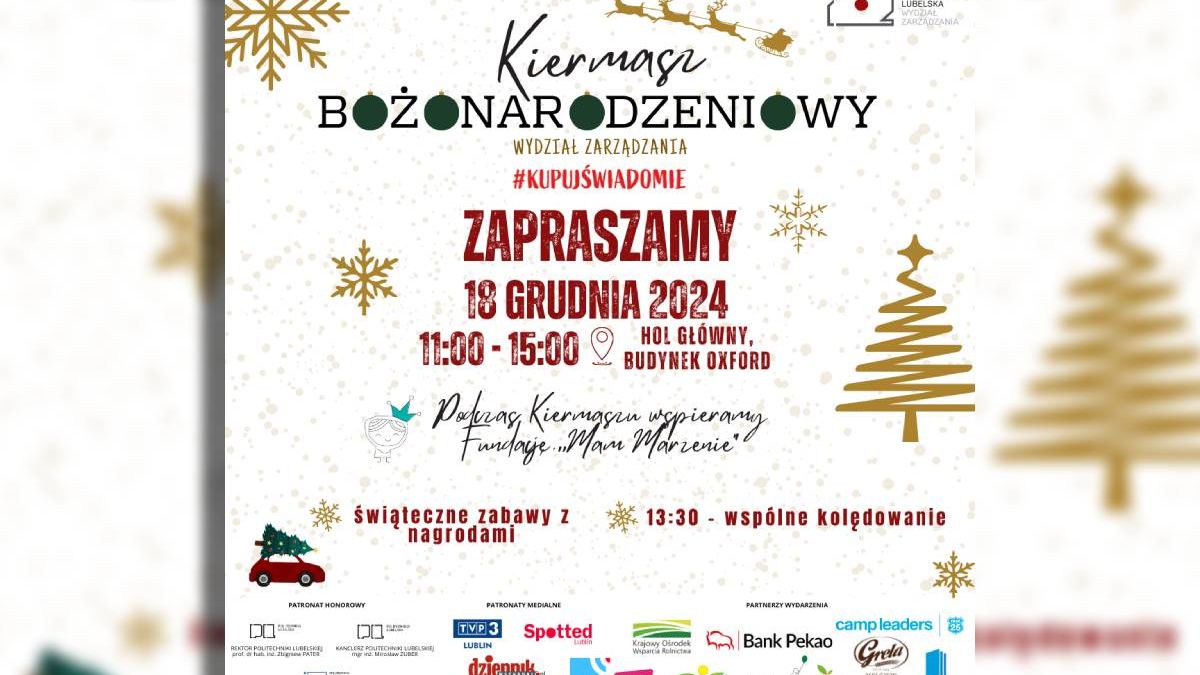 grafika Kiermasz Bożonarodzeniowy Politechnika Lubelska Wydział Zarządzania