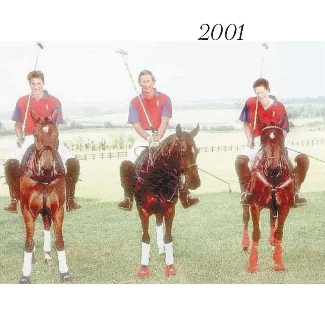 Książę Harry i książę William z księciem Karolem 2001 r.
