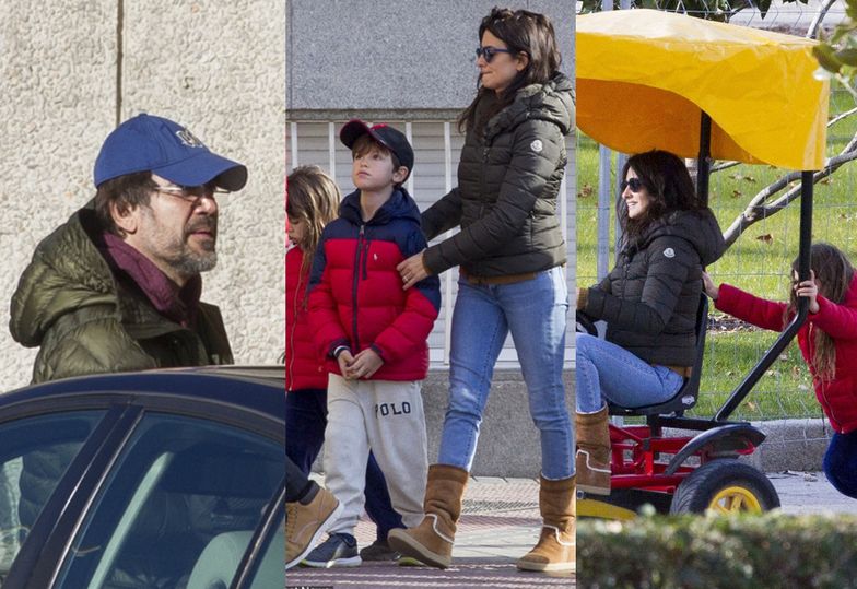 Penelope Cruz i Javier Bardem na gokartach z dziećmi