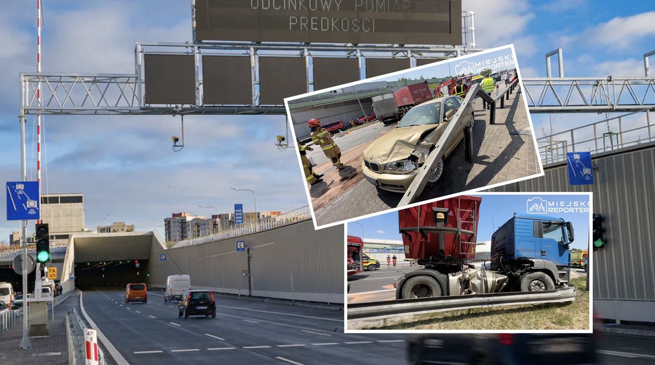 Groźne zderzenie w Warszawie. Dobrze, że "zestaw" zdążył wyjechać z tunelu