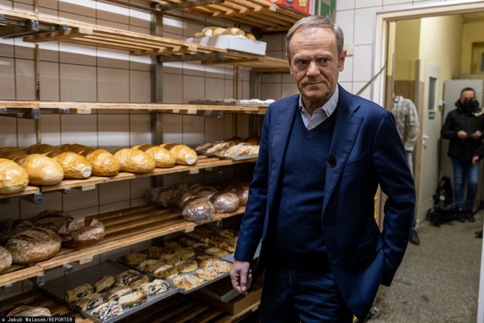 Donald Tusk w piekarni Sworacki w wielkopolskim Kościanie.