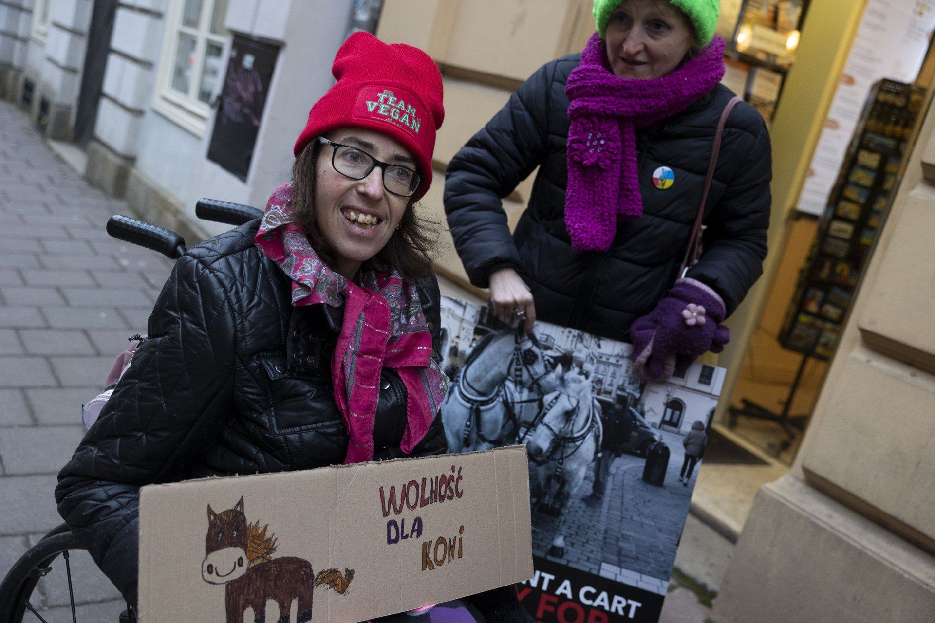 W Krakowie odbył się protest przeciwko dorożkom i wykorzystywaniu koni. 