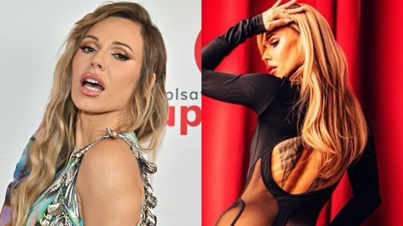 Doda eksponuje pośladki w przezroczystym kombinezonie