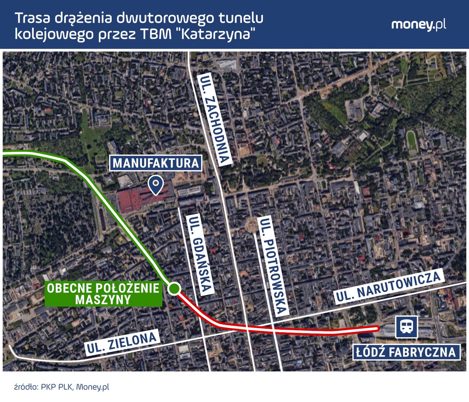 Trasa TBM "Katarzyna" pod ścisłym centrum Łodzi