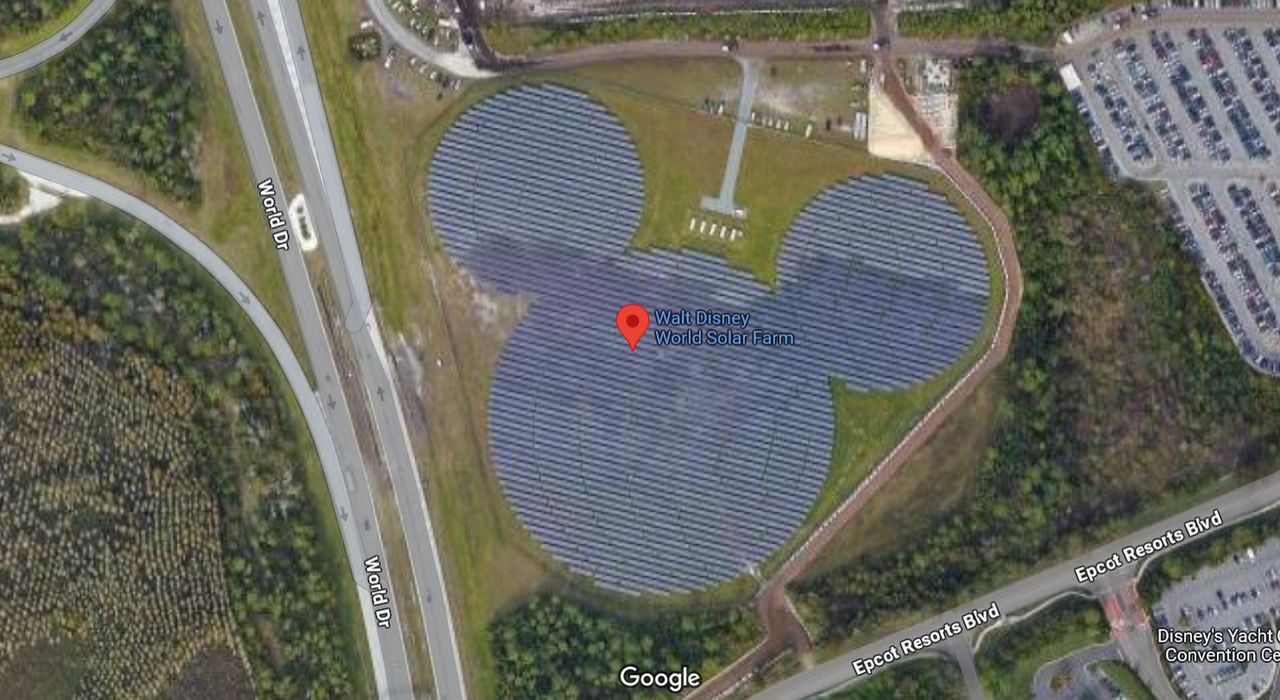 Disney's photovoltaic farm in Florida, photo by Google Maps