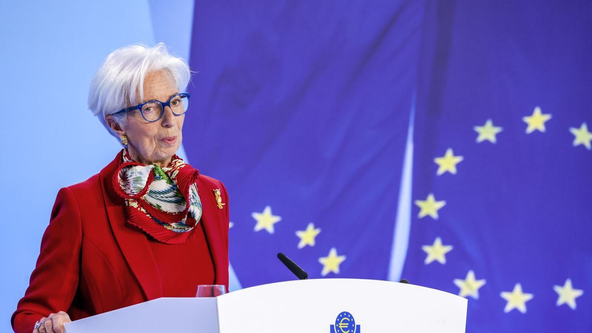 Christine Lagarde, president of the European Central Bank (ECB), at a rates decision news conference in Frankfurt, Germany, on Thursday, March 16, 2023. The European Central Bank went ahead with a planned half-point increase in interest rates but was silent on what may follow amid market turmoil that roiled Credit Suisse Group AG. Photographer: Alex Kraus/Bloomberg via Getty Images