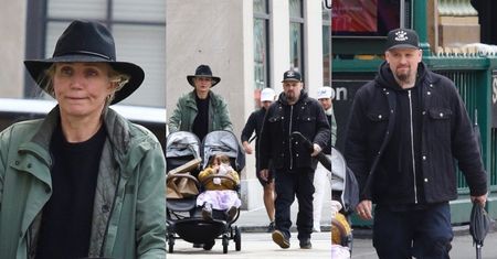 RZADKI WIDOK: Naturalna Cameron Diaz szwenda się po Manhattanie z mężem i trzyletnią córką (ZDJĘCIA)