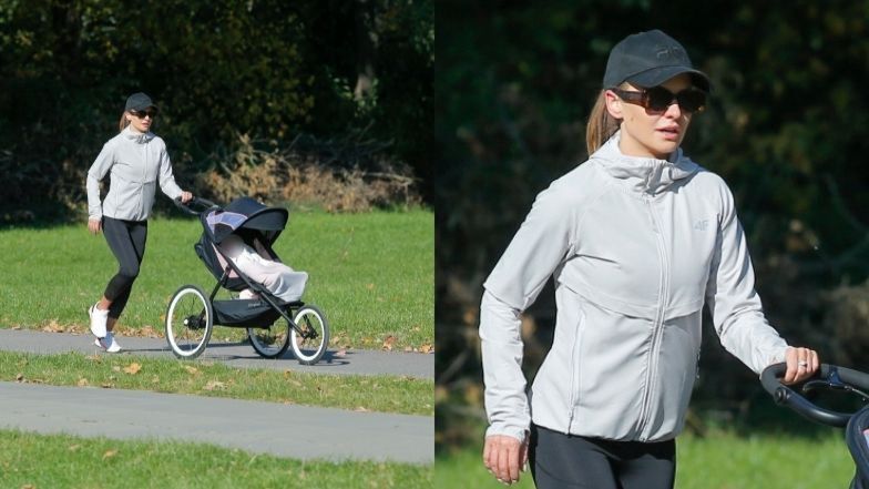 Anna Lewandowska biega po Polu Mokotowskim z Laurą w wózku