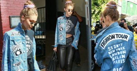 #TRENDY: Rockowa Gigi Hadid w dżinsowej kurtce z naszywkami