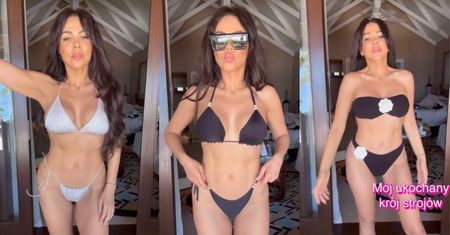 Sylwia Bomba pręży smukłe ciało w skąpych kostiumach kąpielowych. Petarda?