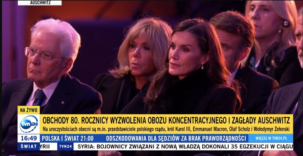 Królowa Letycja podczas obchodów 80. rocznicy wyzwolenia obozu