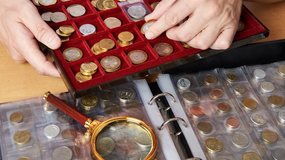 Na zdjęciu osoba kolekcjonująca numizmaty