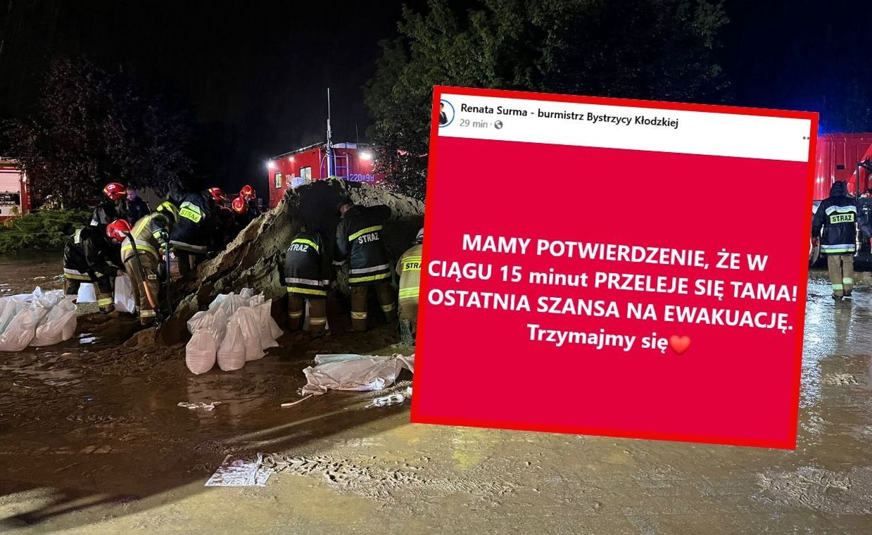 Dramatyczna wpis burmistrz Bystrzycy. "W 15 minut przeleje się tama"