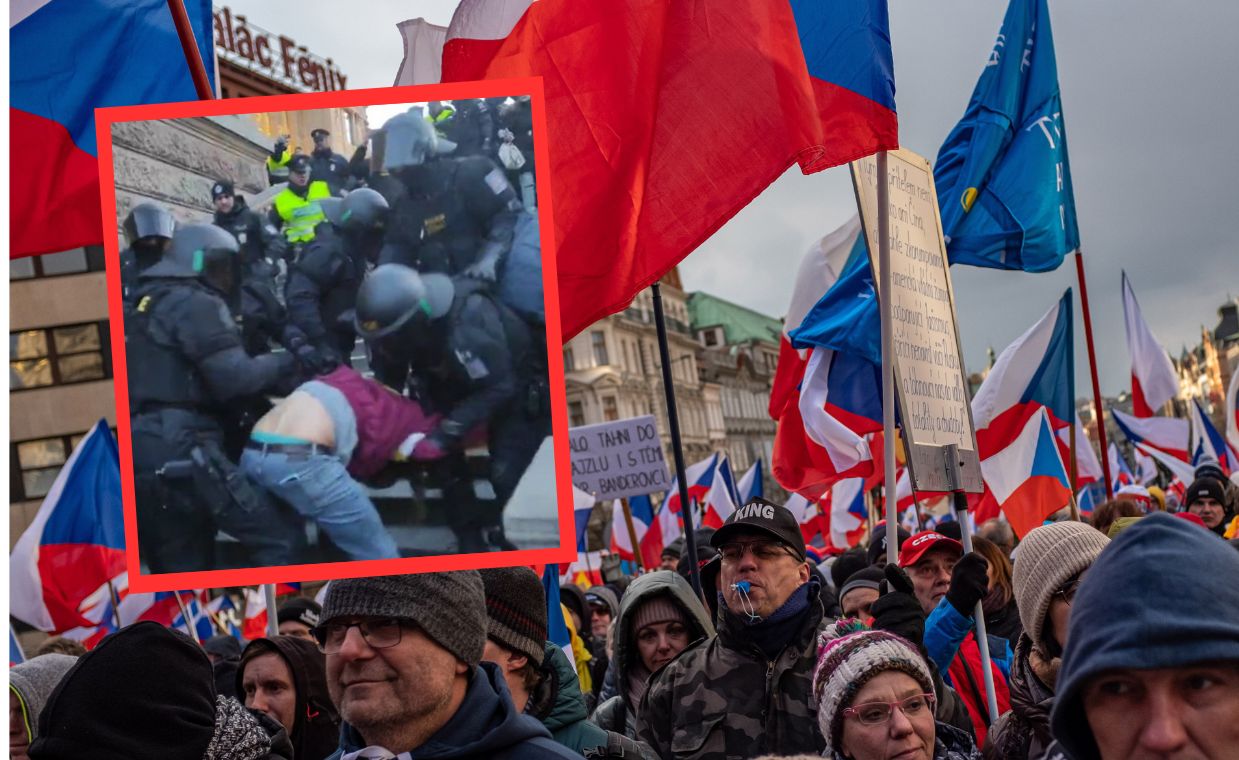 Zdumiewające obrazki z Pragi. Tysiące osób i symbole Grupy Wagnera