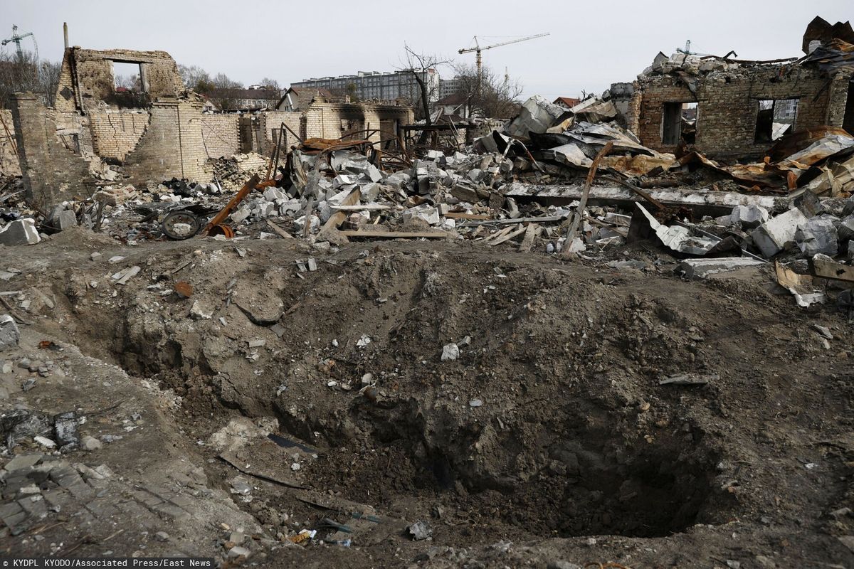 Wojna w Ukrainie. Na zdjęciu: zrównana  z ziemią Bucza, gdzie rosyjscy zbrodniarze dopuścili się masakry ludności cywilnej 