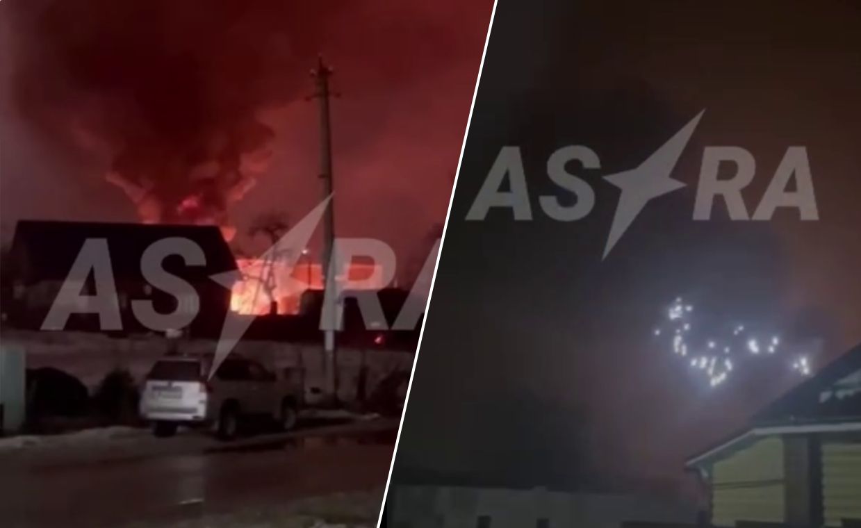 Night attack by Ukraine. An oil depot caught fire.