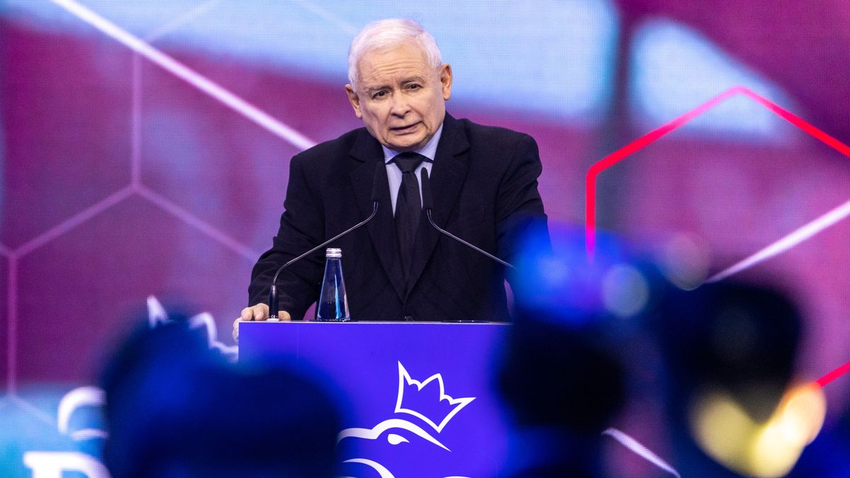 Jaroslaw Kaczynski  leader of ruling party Law and Justice during program convention in Warsaw, Poland, on May 13, 2023NO SALES POLAND (Photo by Andrzej Iwanczuk/NurPhoto via Getty Images)