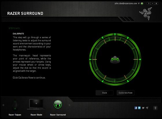 razer surround aplikacja wygląd kalibracja