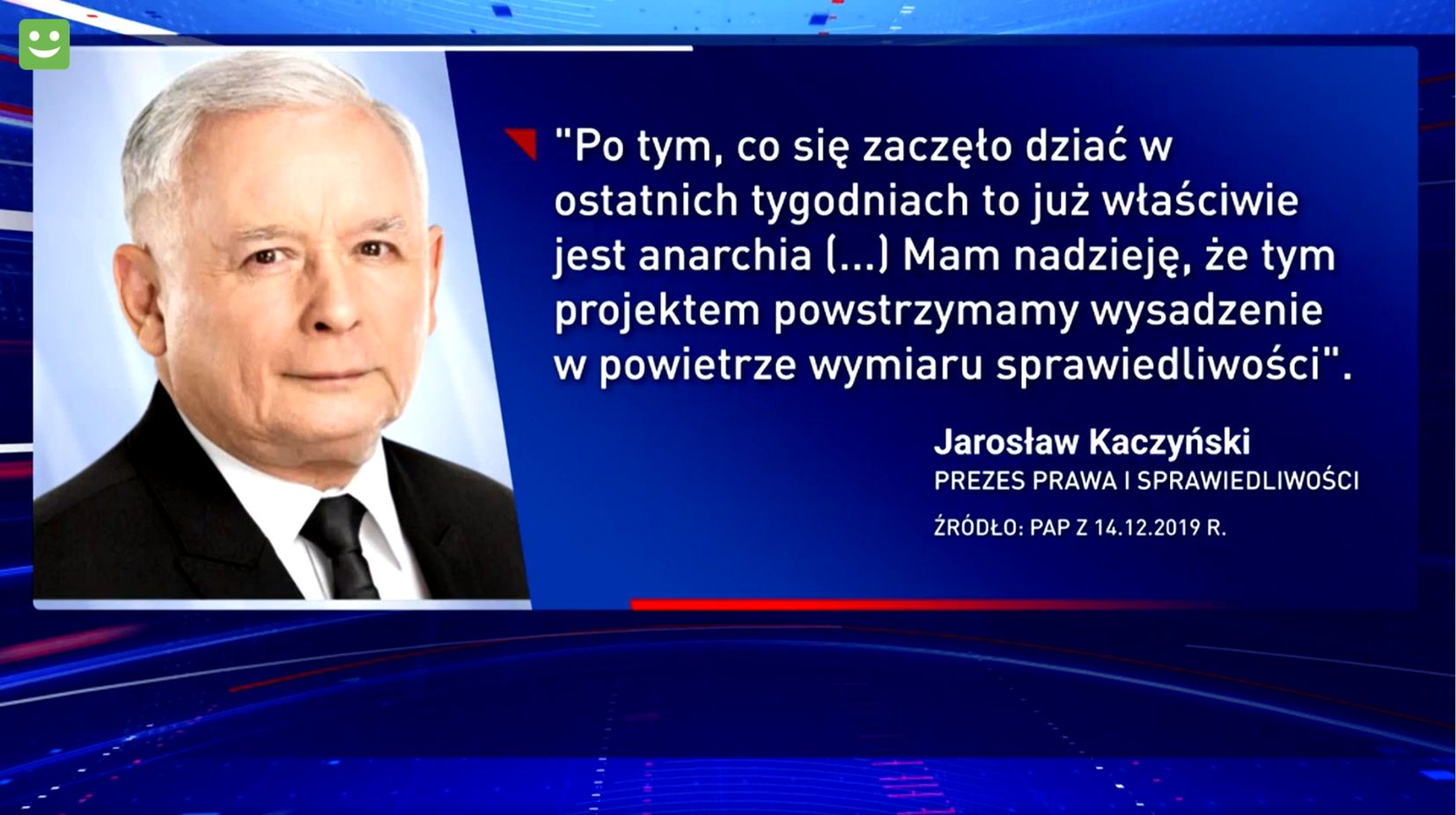 Kadr omawianego materiału Konrada Wąża, wyemitowanego przez TVP w ramach głównego wydania "Wiadomości" 15 grudnia 2019 r