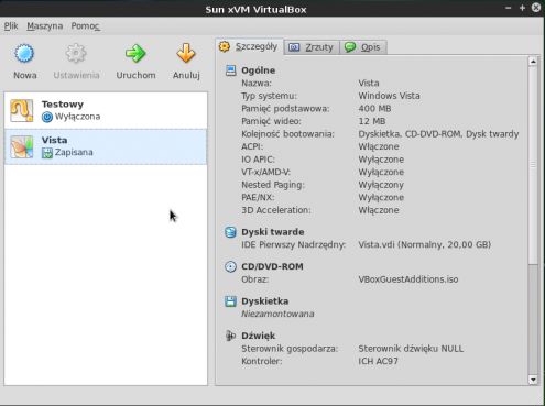 VirtualBox ze wsparciem dla Direct3D 1
