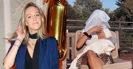 Przekorna Aleksandra Żebrowska zakrywa twarz pieluchą i odsłania pierś. "Cycki jako reklama opon TAK, ale matka karmiąca piersią NIE" (FOTO)