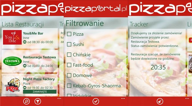 Pizzaportal.pl z interfejsem dostosowanym do Windows Phone