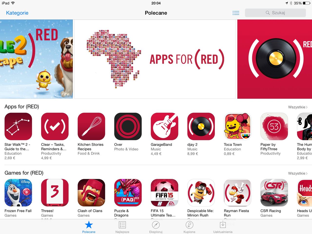 Czerwone ikonki aplikacji (RED) ciężko przeoczyć.